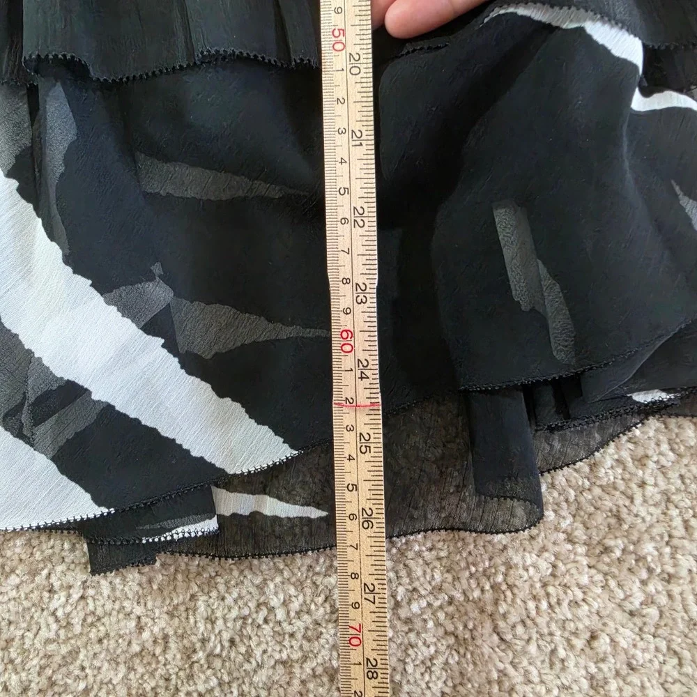 Tory Burch Top Zebra Print Tiered Ruffle Chiffon Peplum Sleeveless Size 6